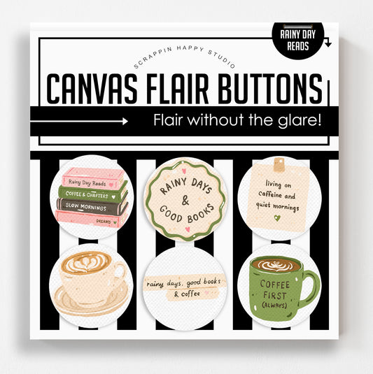 Rainy Day Reads Canvas Flair Buttons