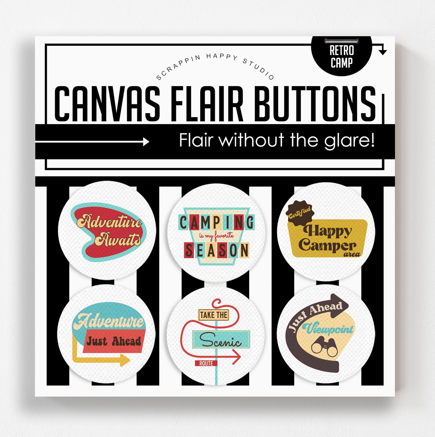 Retro Camp Canvas Flair Buttons