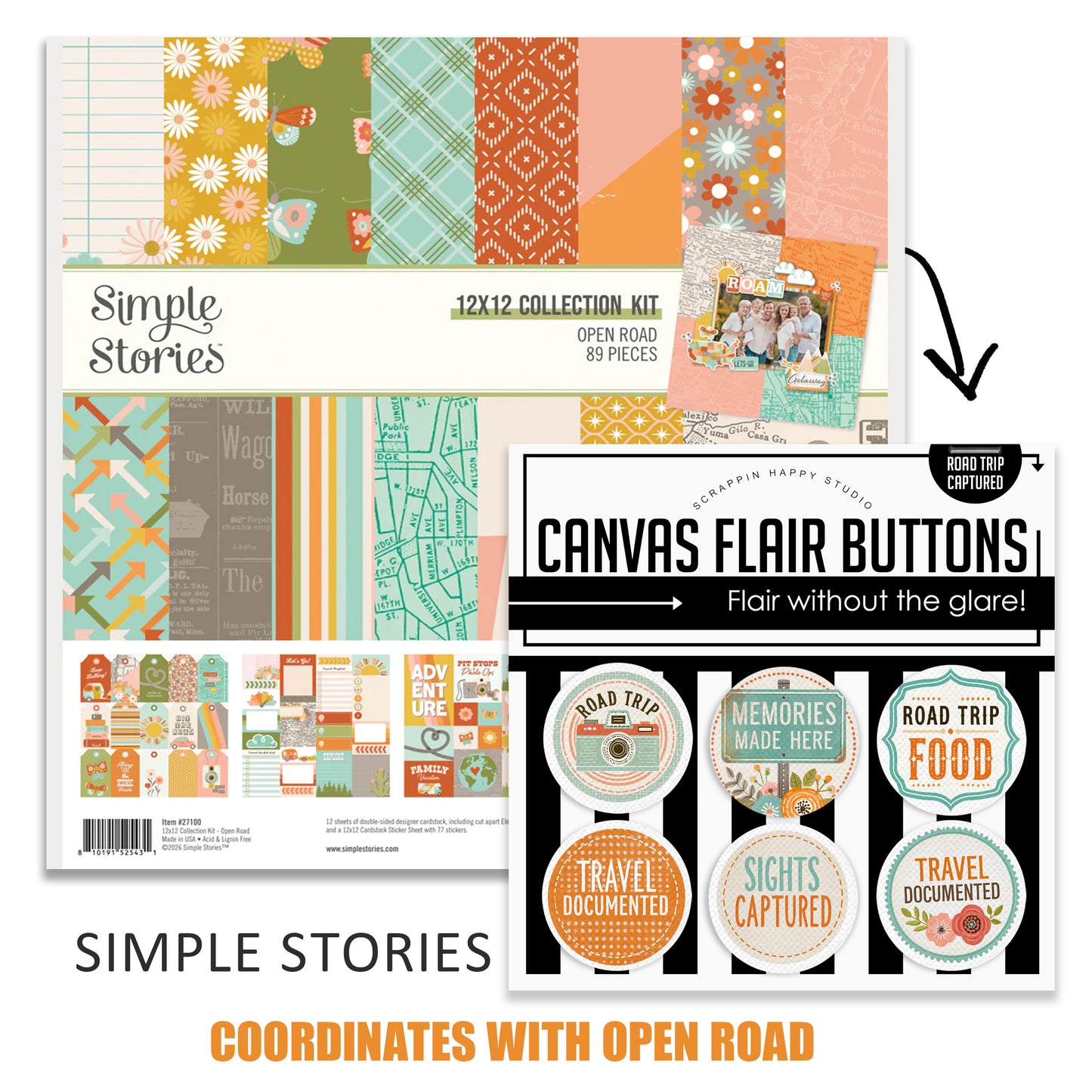 Road Trip Captured Canvas Flair Buttons