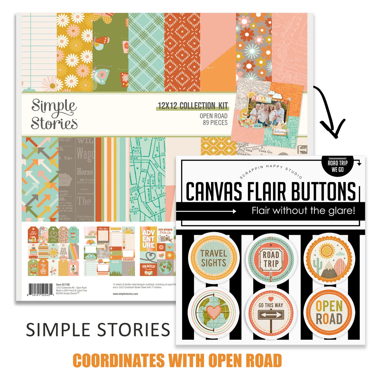 Road Trip We Go Canvas Flair Buttons