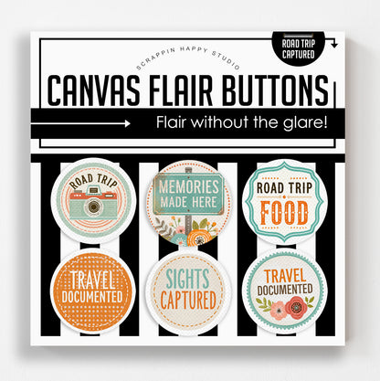 Road Trip Captured Canvas Flair Buttons