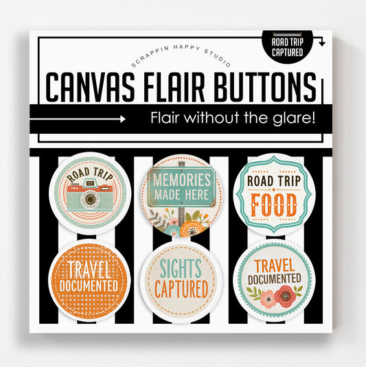Road Trip Captured Canvas Flair Buttons