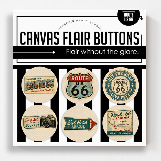 Route 66 Canvas Flair Buttons
