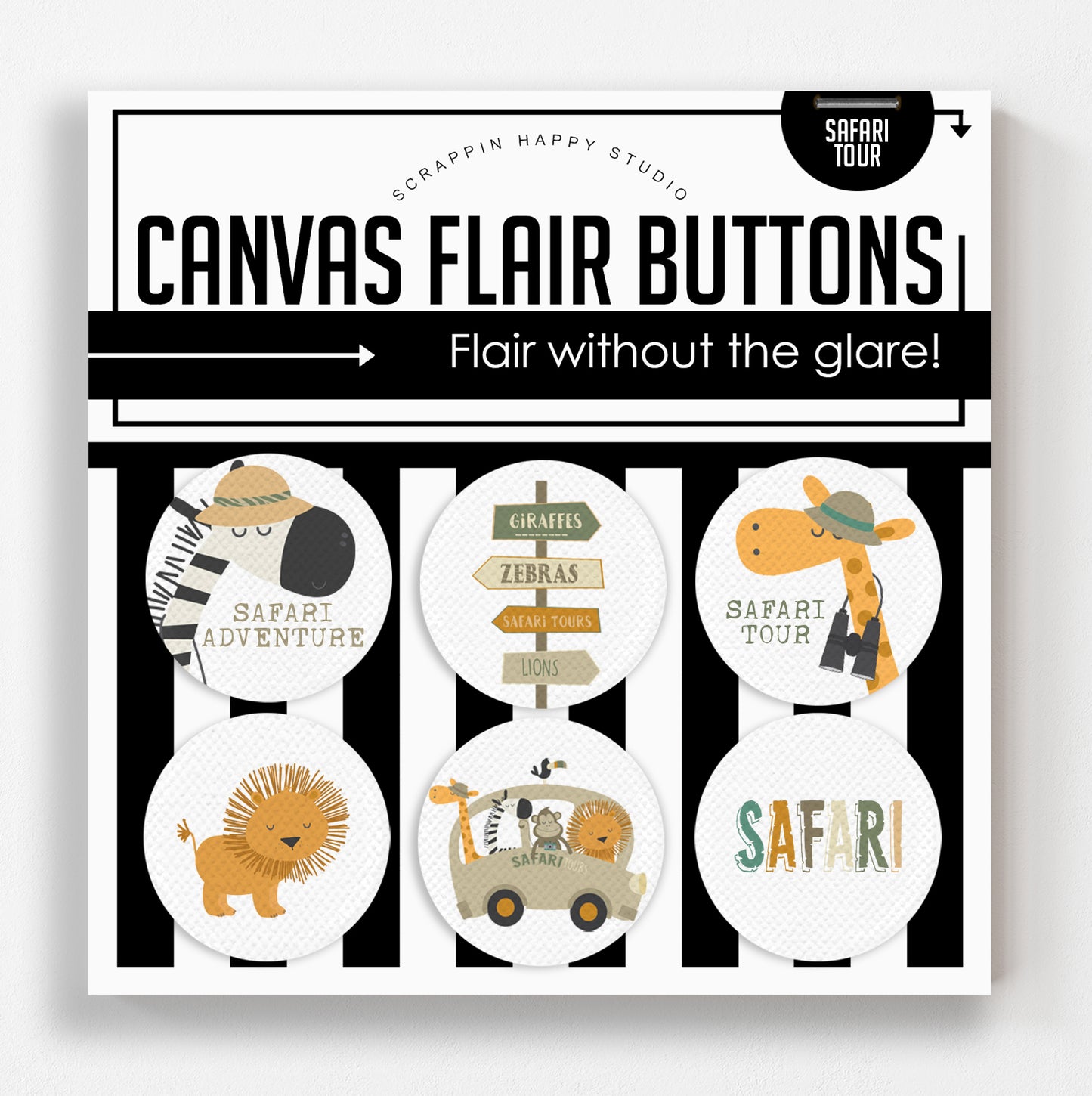 Safari Tour Canvas Flair Buttons