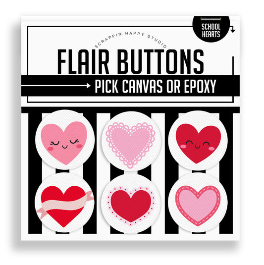 School Hearts Flair Buttons