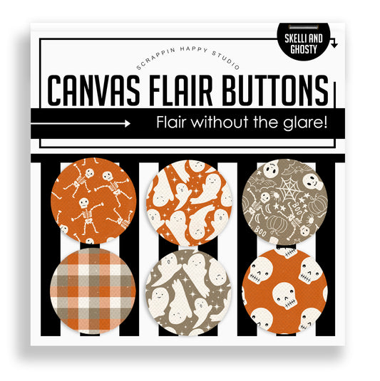 Skelly And Ghostly Canvas Flair Buttons