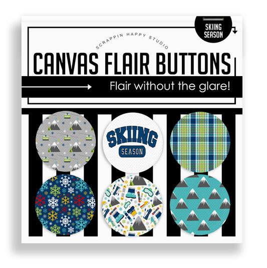 Skiing Season Canvas Flair Buttons