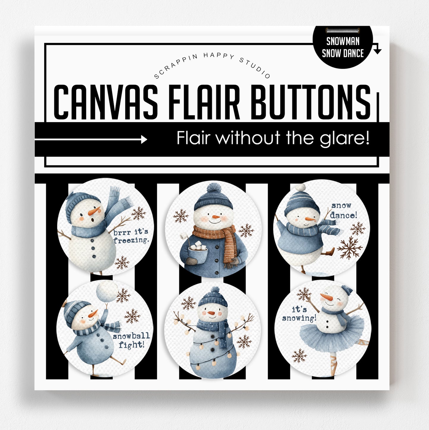 Snowman Dance Canvas Flair Buttons