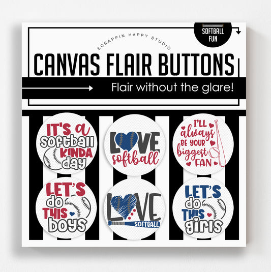 Softball Fun Canvas Flair Buttons