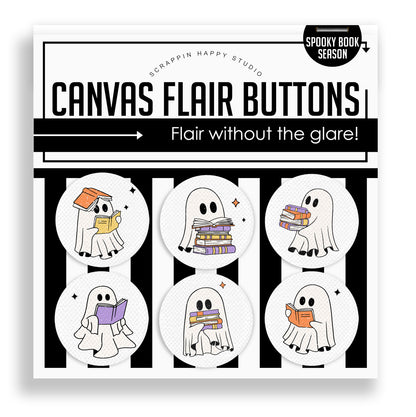 Spooky Book Season Flair Buttons