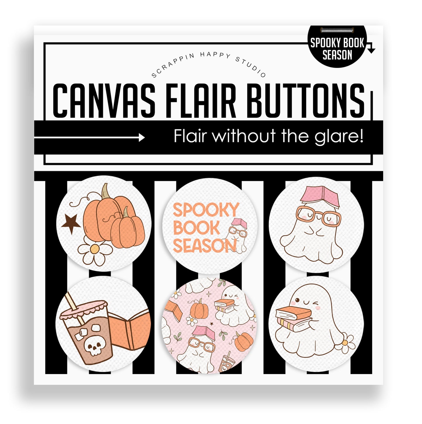 Spooky Book Season Buttons