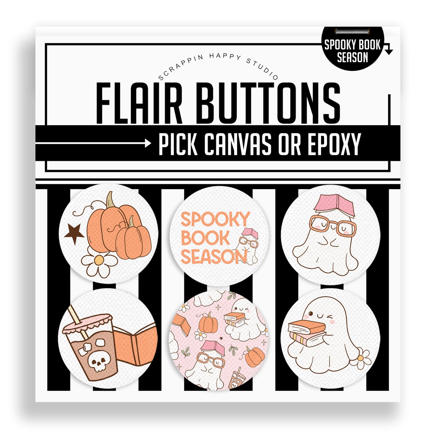 Spooky Book Season Buttons