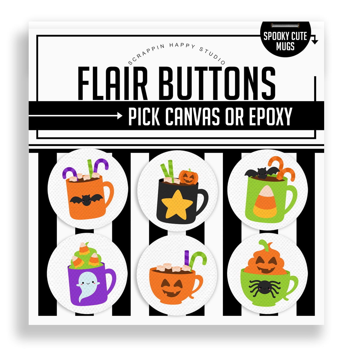 Spooky Cute Mugs Flair Buttons