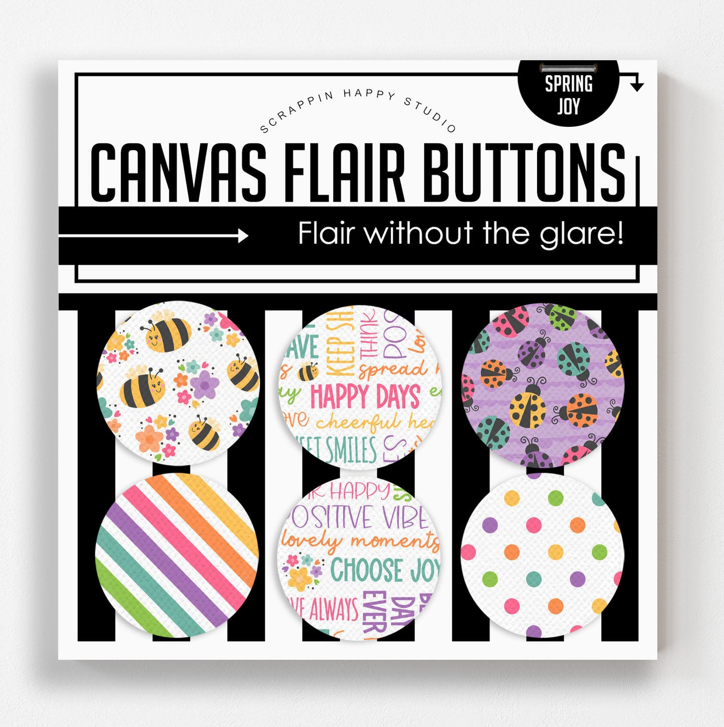 Spring Joy Canvas Flair Buttons