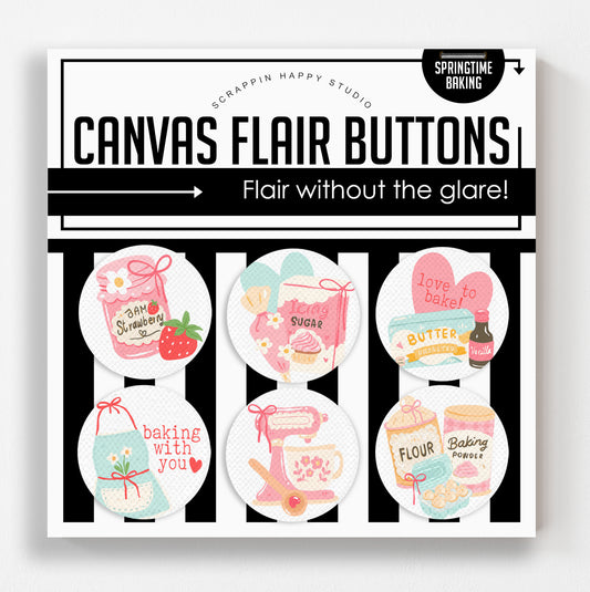 Springtime Baking Canvas Flair Buttons