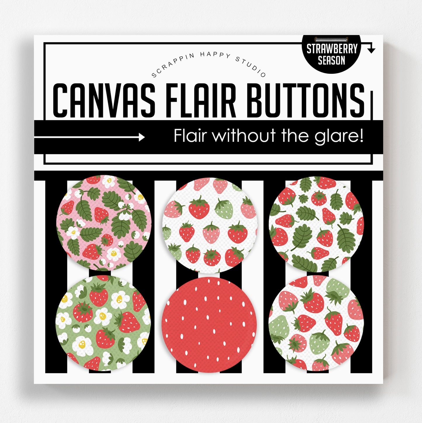 Strawberry Season Canvas Flair Buttons