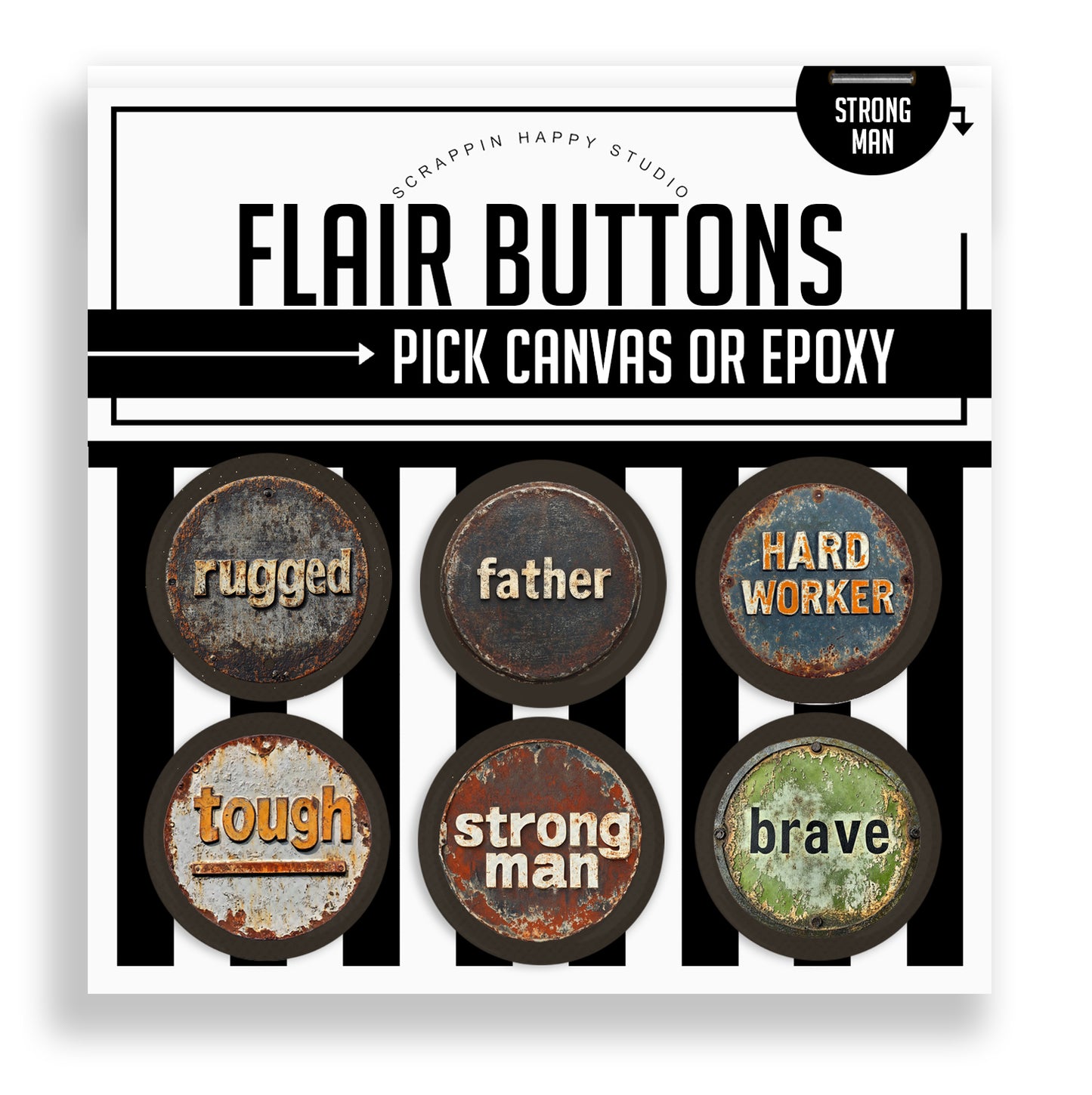 Strong Man Flair Buttons