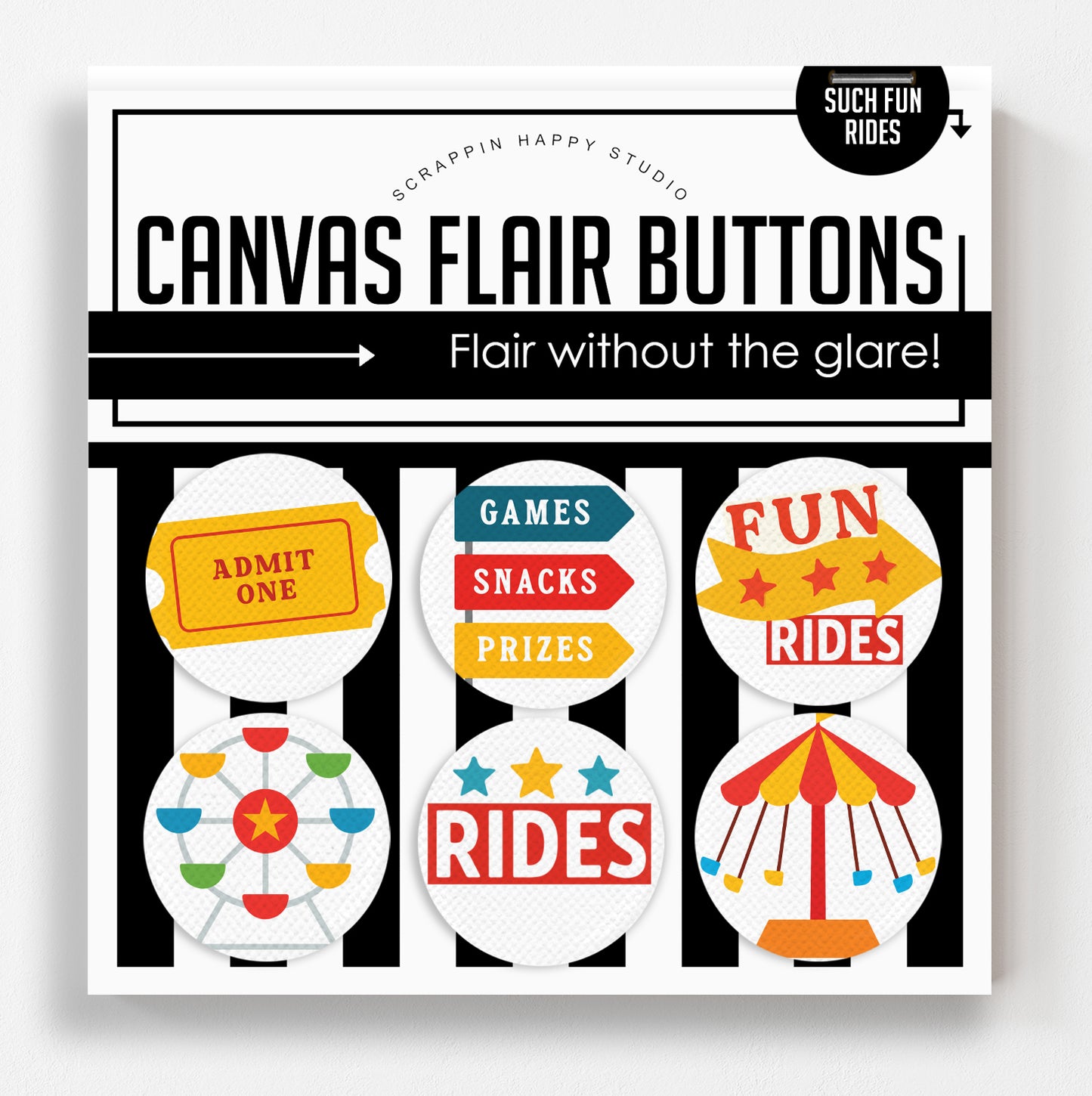 Such Fun Rides Canvas Flair Buttons