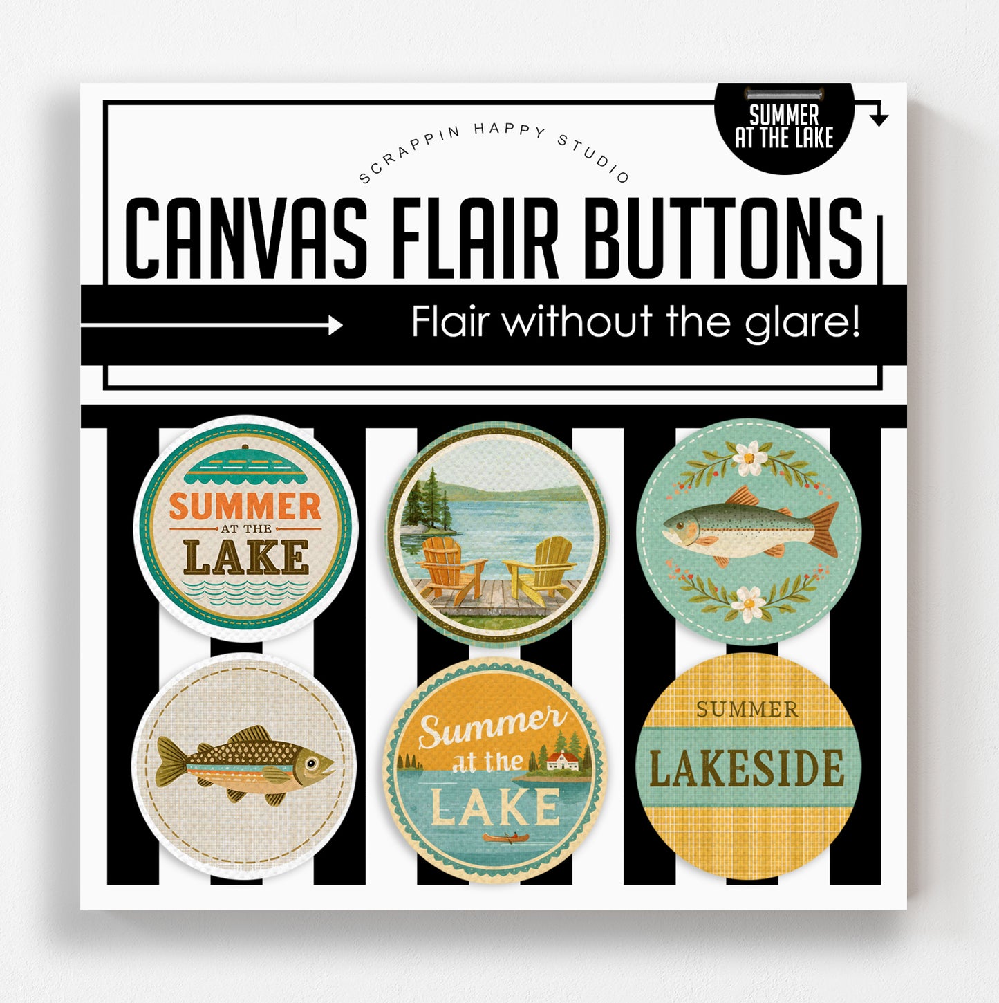 Summer At The Lake Canvas Flair Buttons