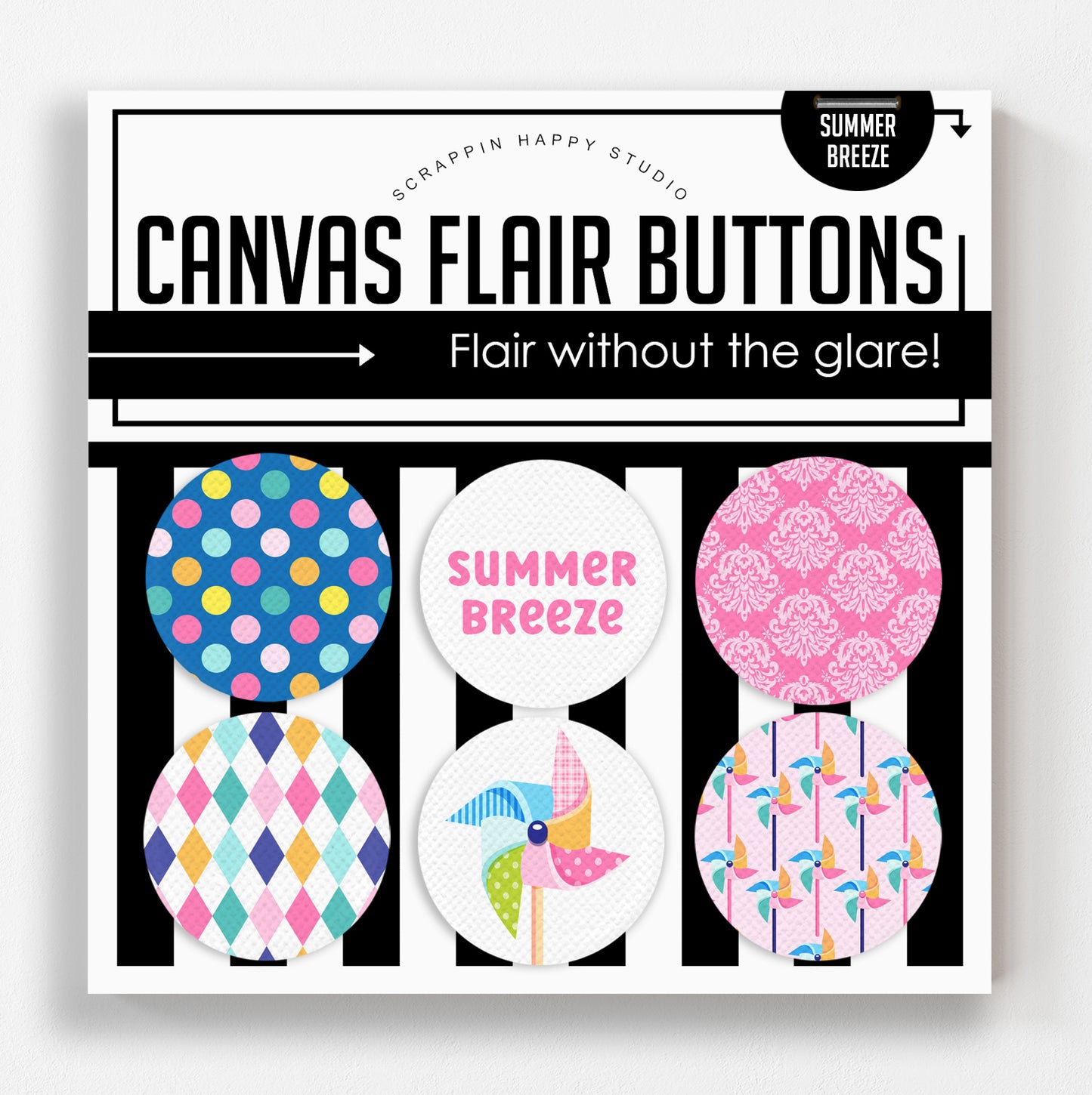 Summer Breeze Canvas Flair Buttons