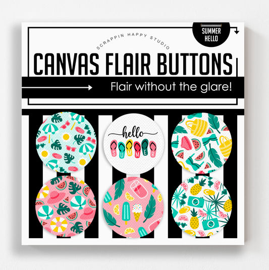 Summer Hello Canvas Flair Buttons