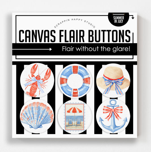 Summer In July Canvas Flair Buttons