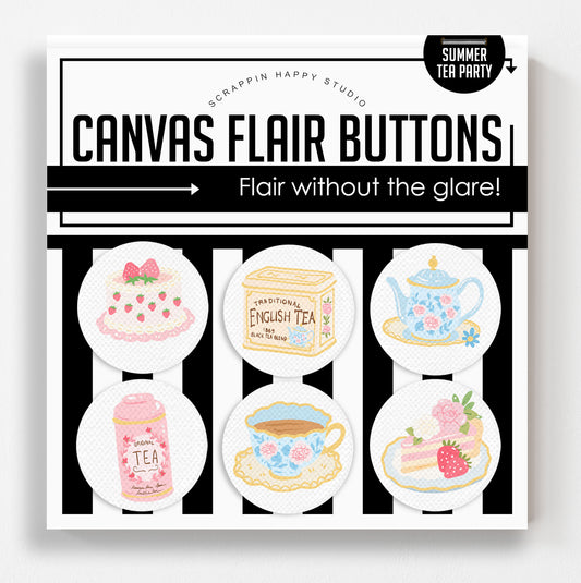 Summer Tea Party Flair Buttons
