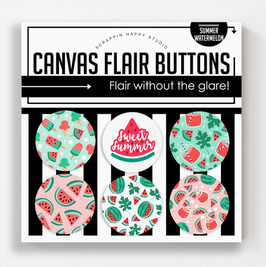 Summer Watermelon Canvas Flair Buttons