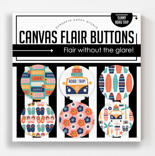 Sunny Road Trip Canvas Flair Buttons