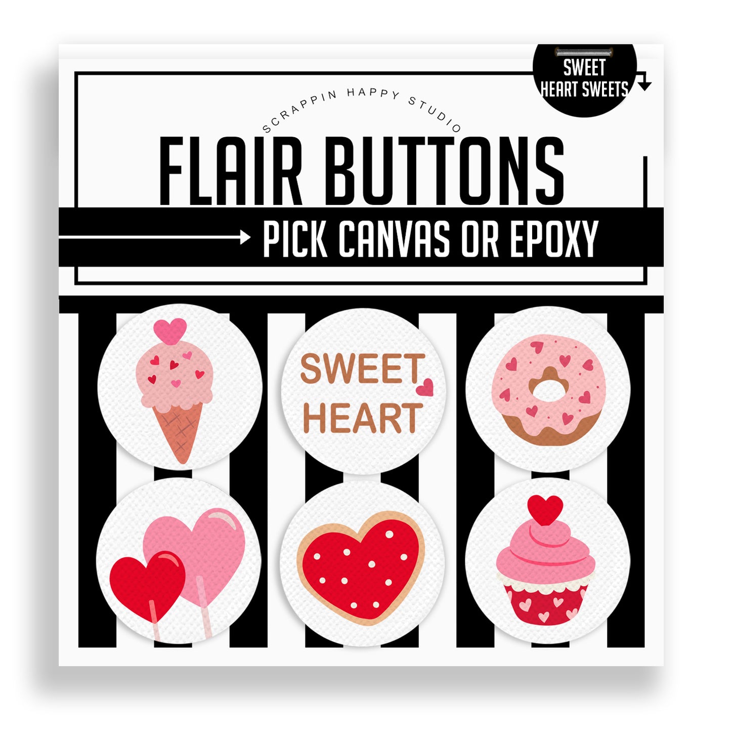 Sweet Heart Sweets Flair Buttons