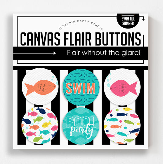 Swim All Summer Canvas Flair Buttons