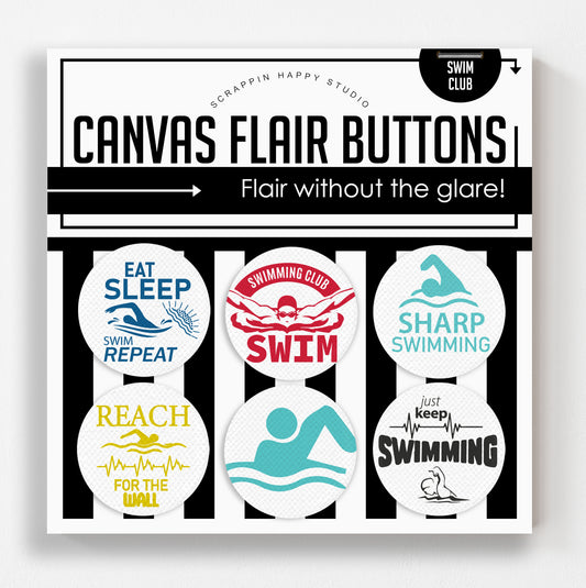 Swim Club Canvas Flair Buttons