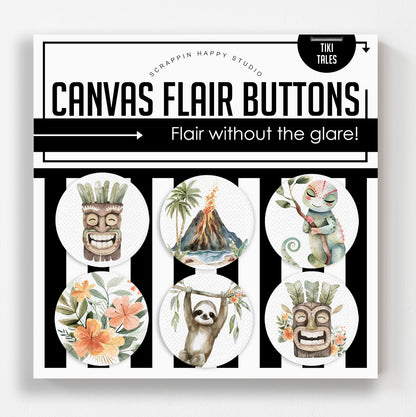 Tiki Tales Canvas Flair Buttons