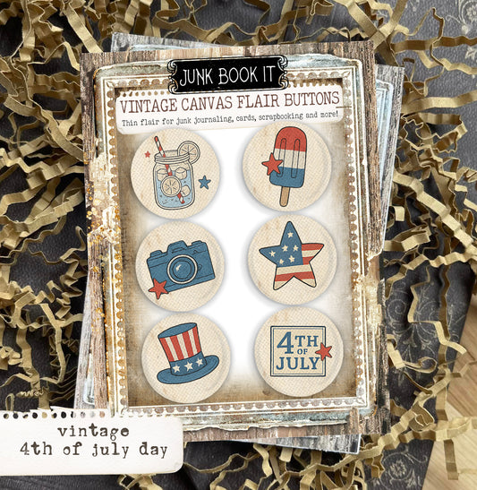 Vintage 4th Of July Day Flair Buttons