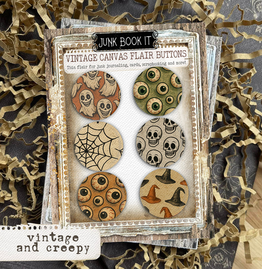 Vintage And Creepy Canvas Flair Buttons