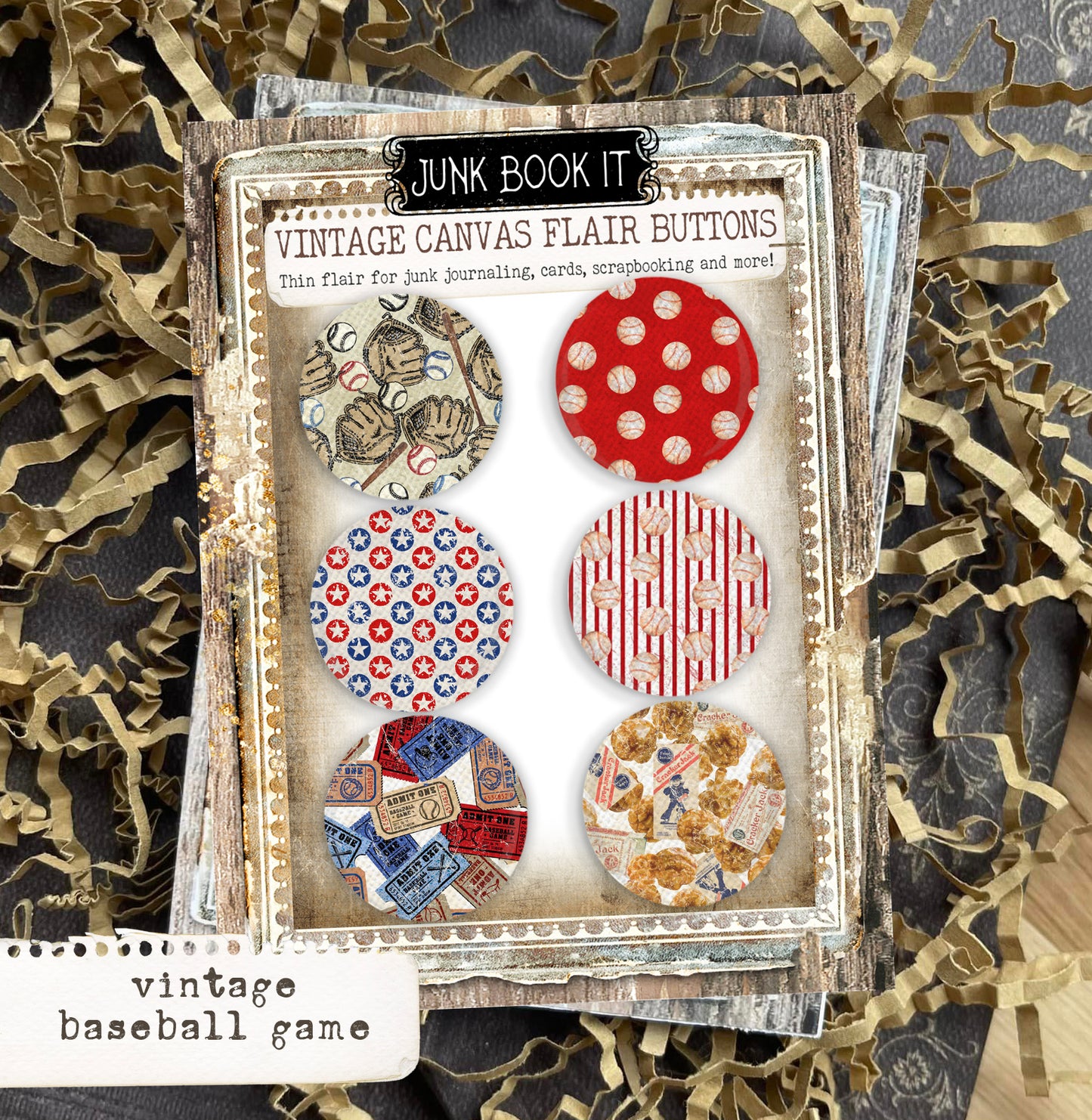 Vintage Baseball Game Flair Buttons