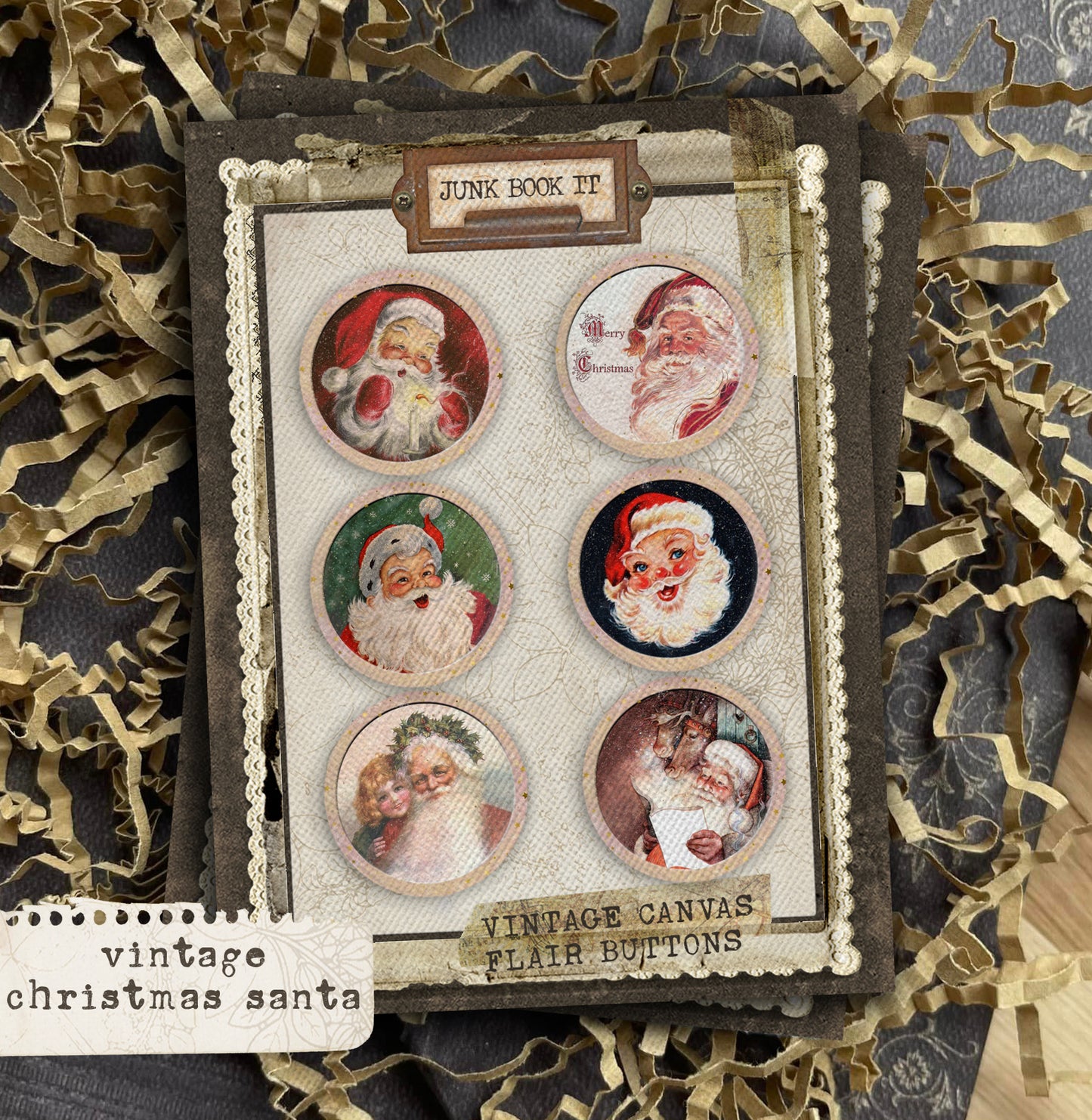 Vintage Christmas Santa Flair Buttons