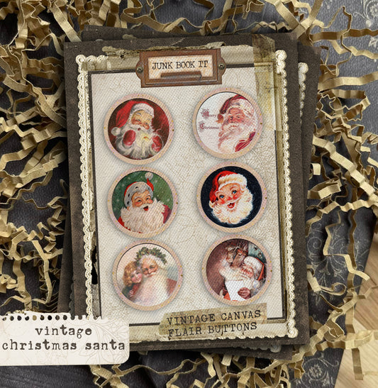 Vintage Christmas Santa Flair Buttons