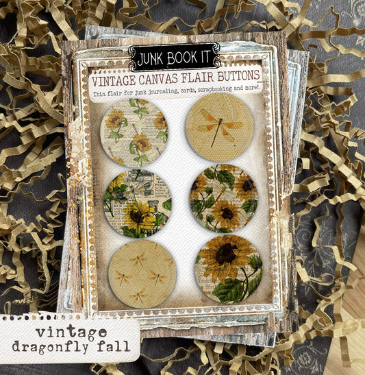 Vintage Dragon Fly Fall Canvas Flair Buttons