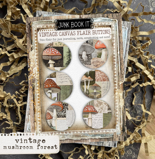 Vintage Mushroom Forest Canvas Flair Buttons
