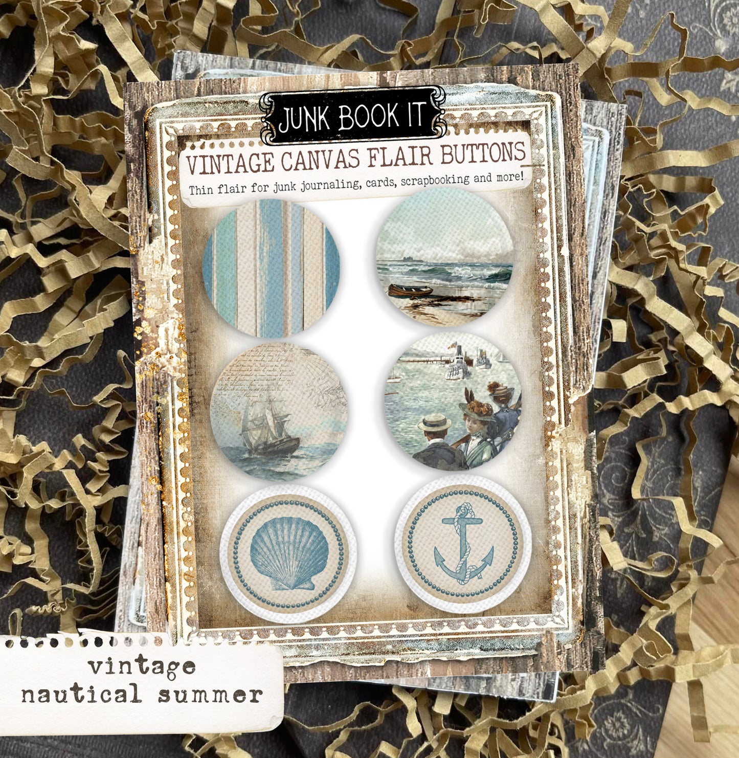 Vintage Nautical Summer Canvas Flair Buttons