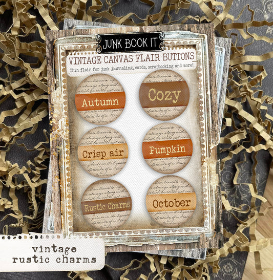 Vintage Rustic Charm Canvas Flair Buttons