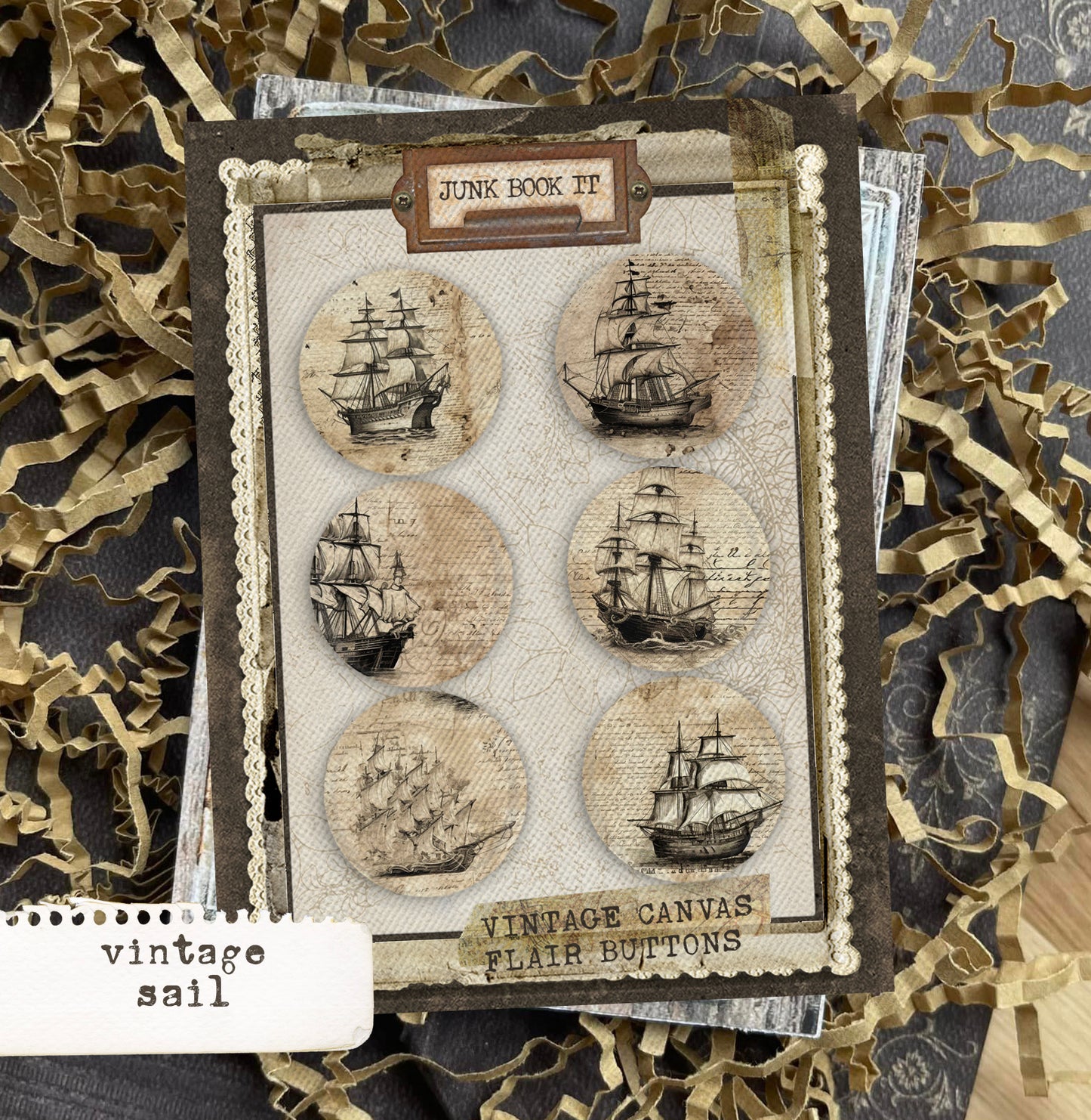 Vintage Sail Canvas Flair Buttons