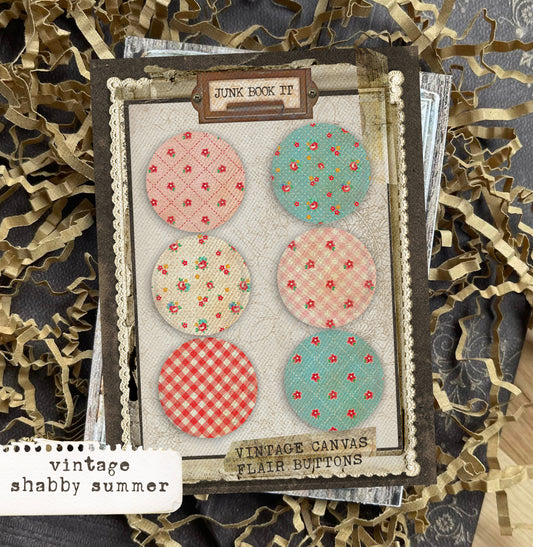 Vintage Shabby Summer Canvas Flair Buttons