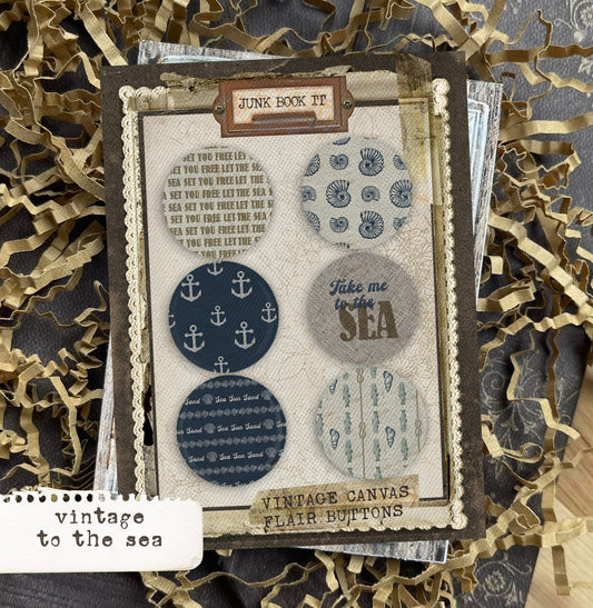 Vintage To The Sea Canvas Flair Buttons