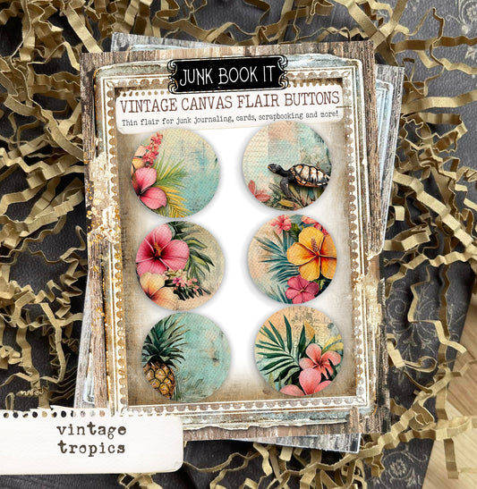 Vintage Tropics Canvas Flair Buttons