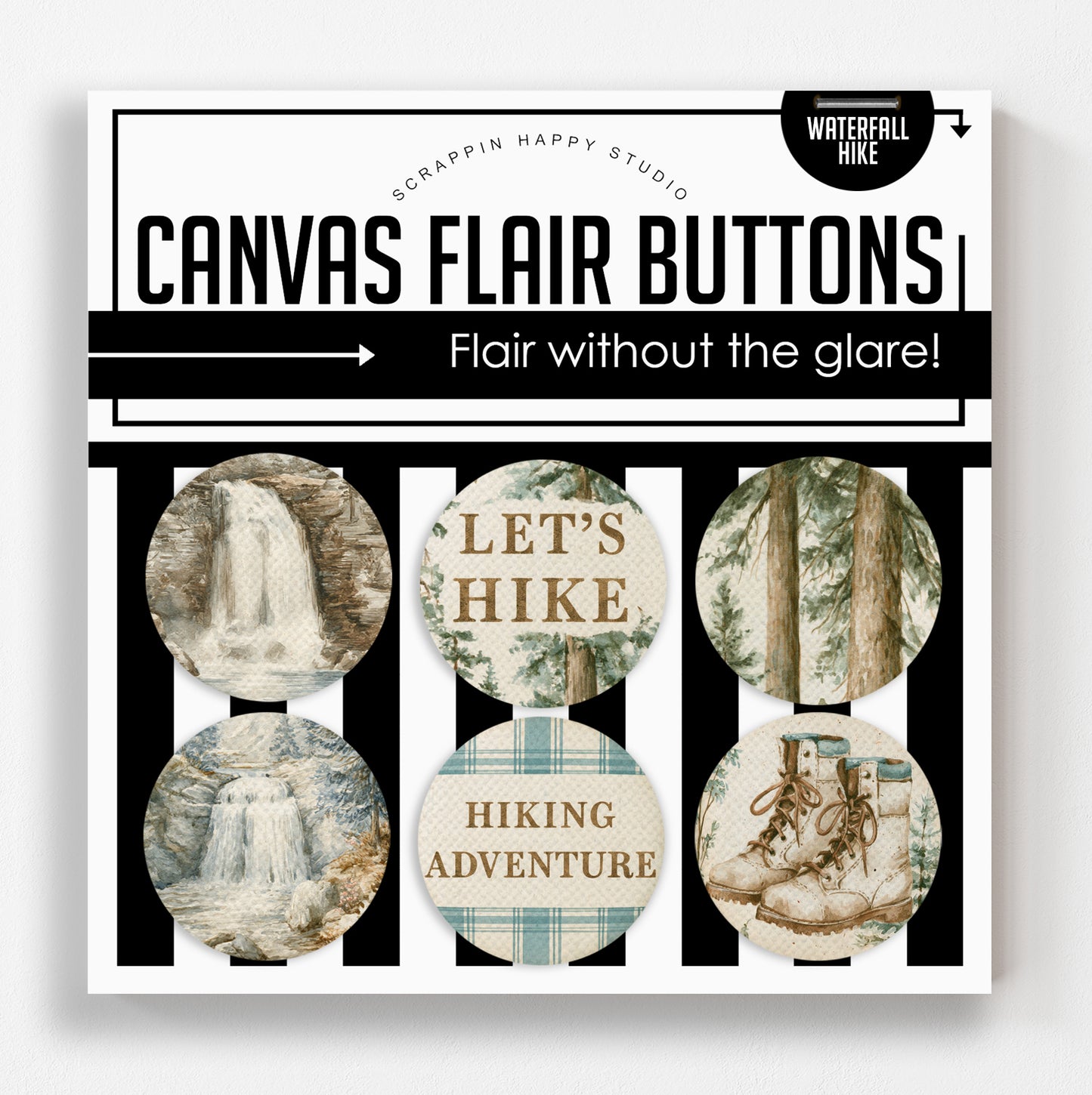 Waterfall Hike Canvas Flair Buttons