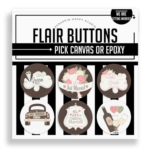 We Are Getting Married Flair Buttons