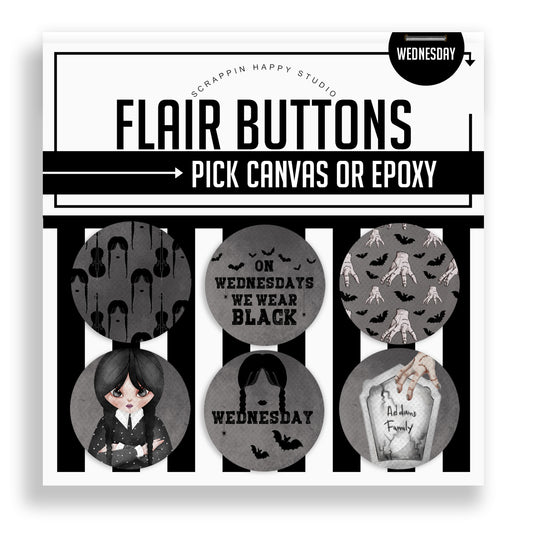 Wednesday Flair Buttons