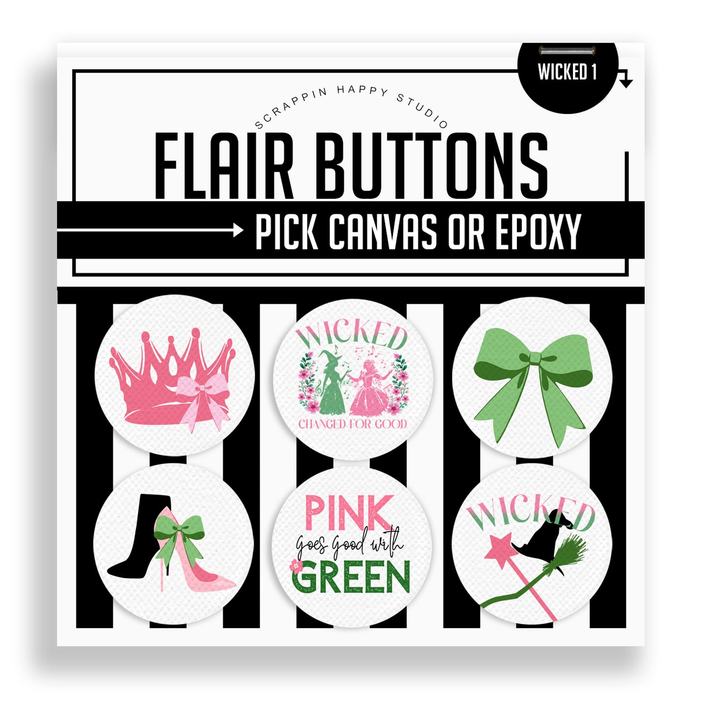 Wicked Set 1 Flair Buttons